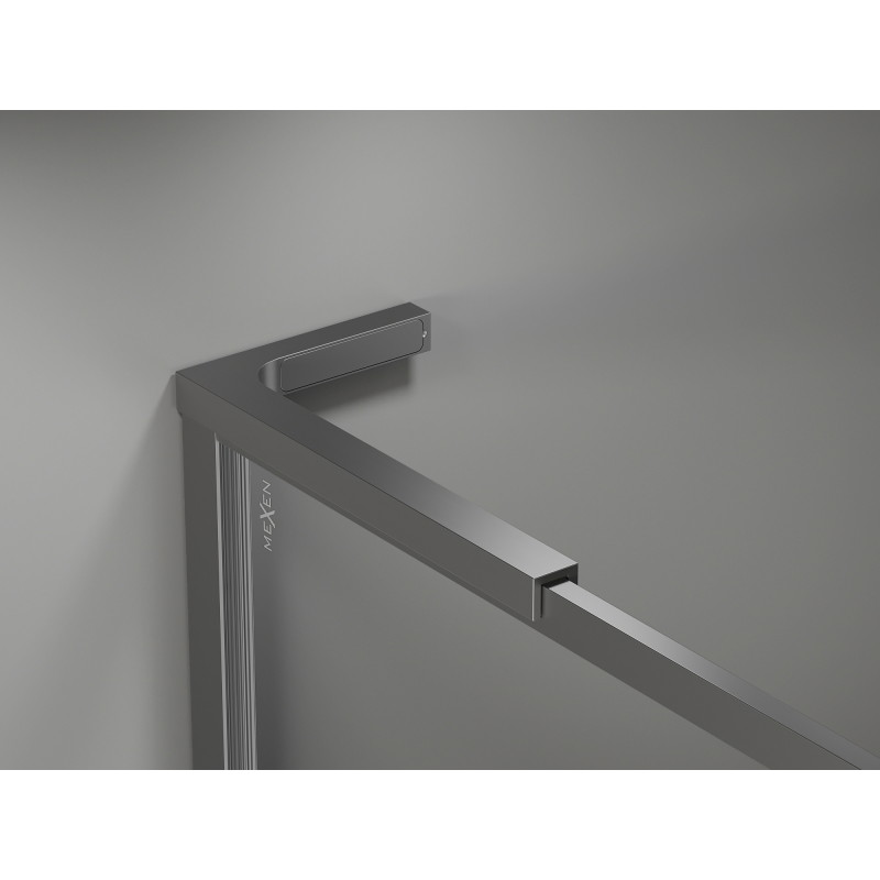 Mexen Kioto-F L ścianka prysznicowa Walk-in z ramką 115 x 202 cm, transparent 8 mm, gun metal - 800-115-174-95-00