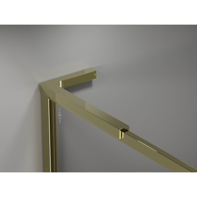 Mexen Kioto-XF L ścianka prysznicowa Walk-in z ramką 50 x 202 cm, transparent 10 mm, złota - 800-050-174-50-00-XF
