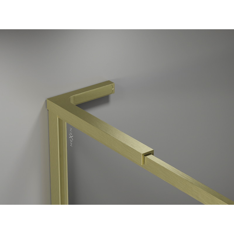 Mexen Kioto-XF L ścianka prysznicowa Walk-in z ramką 70 x 202 cm, transparent 10 mm, złota szczotkowana - 800-070-174-55-00-XF