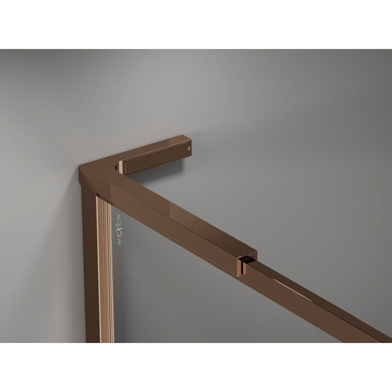 Mexen Kioto-XF L ścianka prysznicowa Walk-in z ramką 90 x 202 cm, transparent 10 mm, różowe złoto - 800-090-174-60-00-XF