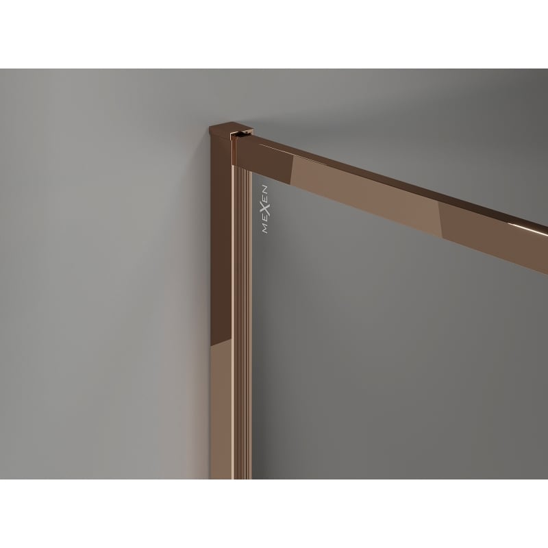 Mexen Kioto-XF ścianka prysznicowa Walk-in z ramką 150 x 100 cm, transparent 10 mm, różowe złoto - 800-150-202-04-60-100-XF