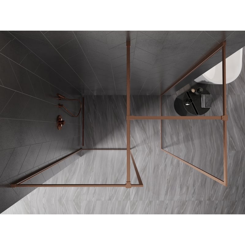 Mexen Kioto-XF ścianka prysznicowa Walk-in z ramką 120 x 70 cm, transparent 10 mm, miedź szczotkowana - 800-120-202-04-65-070-XF