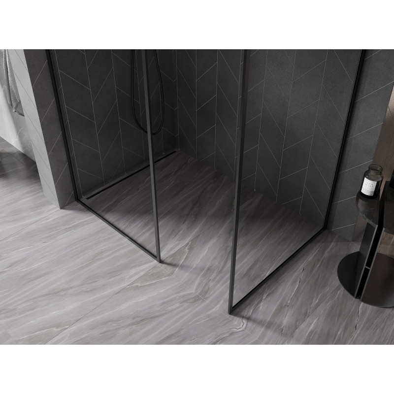 Mexen Kioto-XF ścianka prysznicowa Walk-in z ramką 70 x 70 cm, transparent 10 mm, czarna - 800-070-202-04-70-070-XF