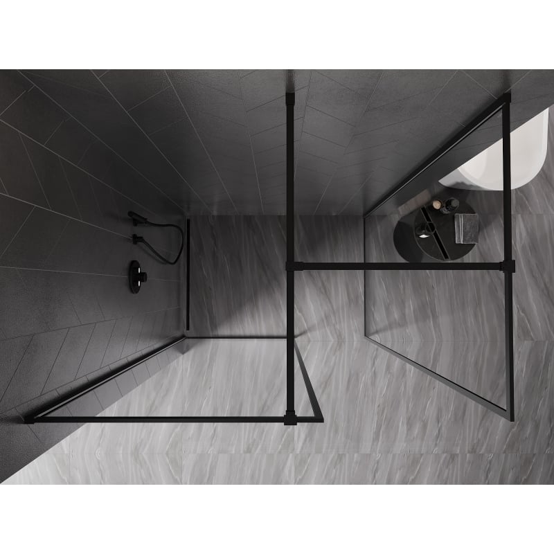 Mexen Kioto-XF ścianka prysznicowa Walk-in z ramką 160 x 70 cm, transparent 10 mm, czarna - 800-160-202-04-70-070-XF