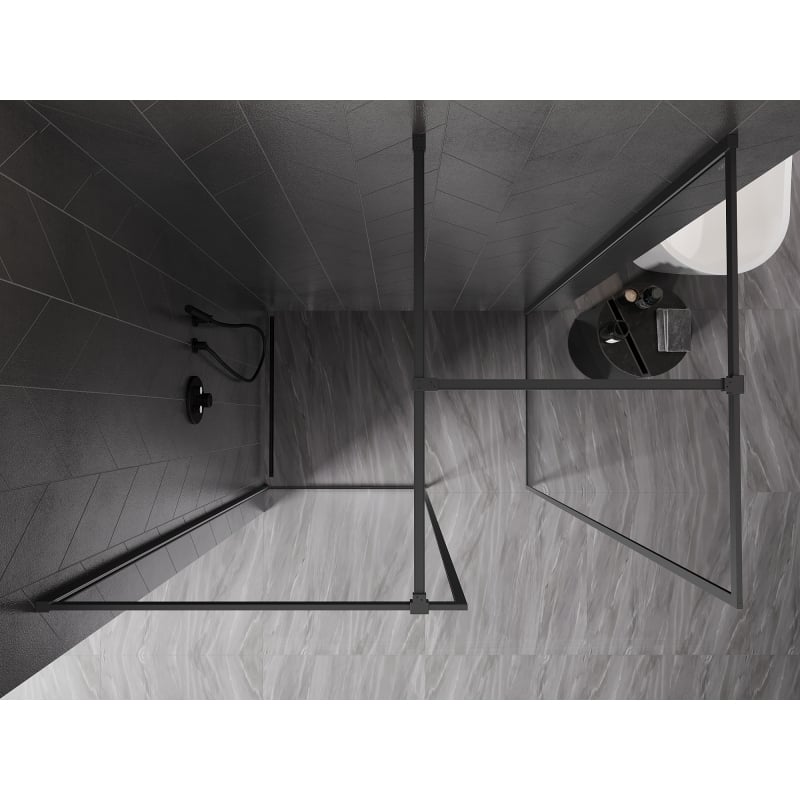 Mexen Kioto-XF ścianka prysznicowa Walk-in z ramką 80 x 80 cm, transparent 10 mm, gun metal - 800-080-202-04-95-080-XF