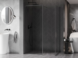 Mexen Kioto-XF ścianka prysznicowa Walk-in z ramką 140 x 110 cm, transparent 10 mm, gun metal - 800-140-202-04-95-110-XF