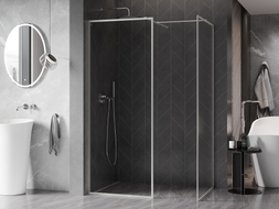 Mexen Kioto-XF ścianka prysznicowa Walk-in z ramką 90 x 80 cm, transparent 10 mm, nikiel szczotkowany - 800-090-202-04-97-080-XF