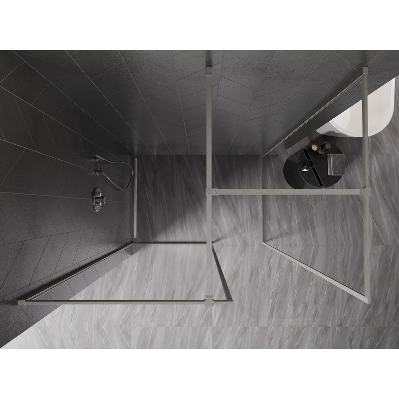 Mexen Kioto-XF ścianka prysznicowa Walk-in z ramką 140x100 cm, transparent 10 mm, nikiel szczotkowany - 800-140-202-04-97-100-XF