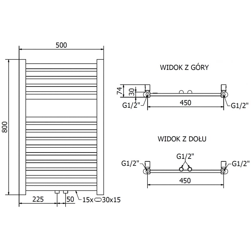 Mexen Hades grzejnik łazienkowy 800 x 500 mm, 305 W, złoty - W104-0800-500-00-50