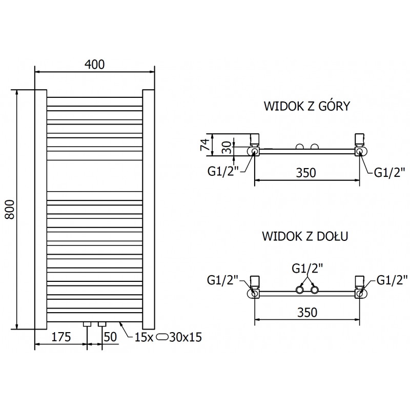 Mexen Hades grzejnik elektryczny 800 x 400 mm, 300 W, złoty - W104-0800-400-2300-50