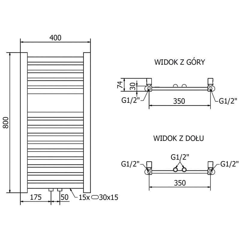Mexen Hades grzejnik łazienkowy 800 x 400 mm, 253 W, złoty - W104-0800-400-00-50