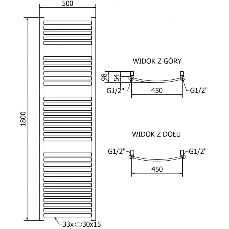 Mexen Helios grzejnik elektryczny 1800 x 500 mm, 900 W, złoty - W103-1800-500-2900-50