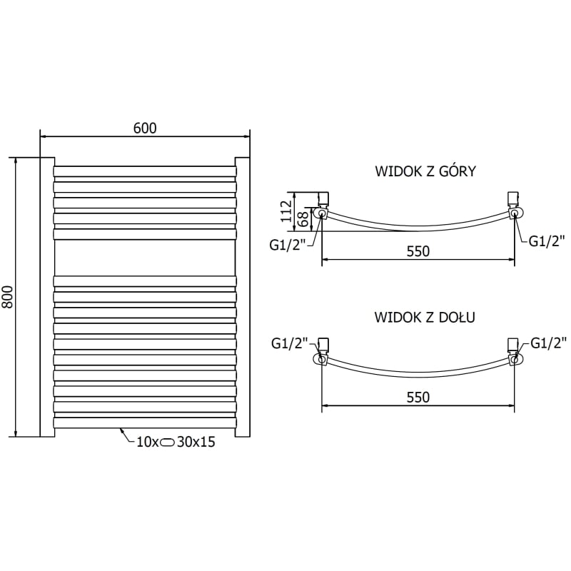 Mexen Helios grzejnik łazienkowy 800 x 600 mm, 354 W, złoty - W103-0800-600-00-50