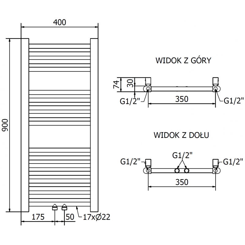 Mexen Mars grzejnik elektryczny 900 x 400 mm, 300 W, złoty - W110-0900-400-2300-50