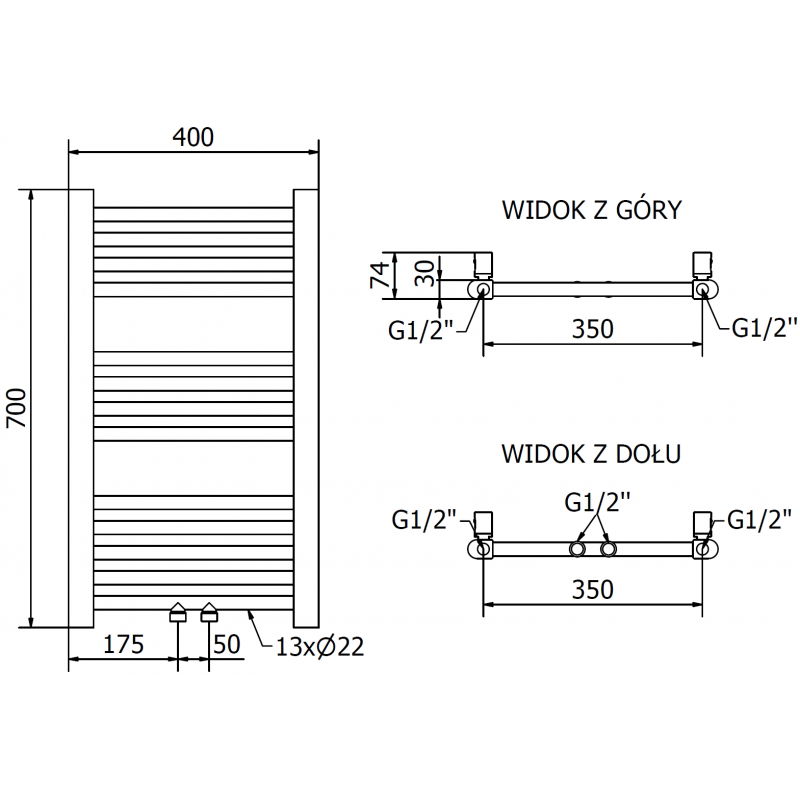 Mexen Mars grzejnik elektryczny 700 x 400 mm, 300 W, złoty - W110-0700-400-2300-50