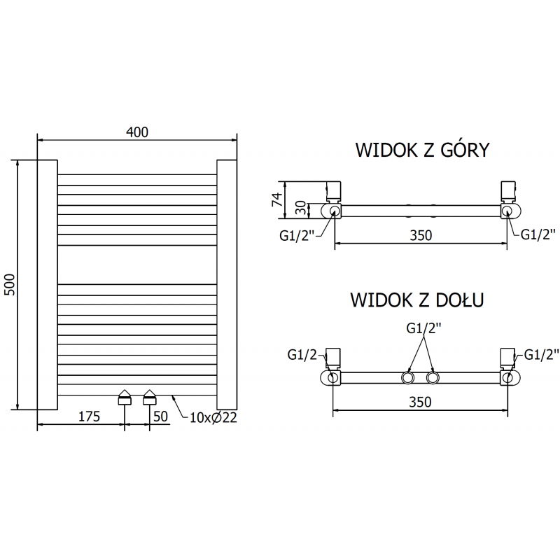 Mexen Mars grzejnik elektryczny 500 x 400 mm, 300 W, złoty - W110-0500-400-2300-50