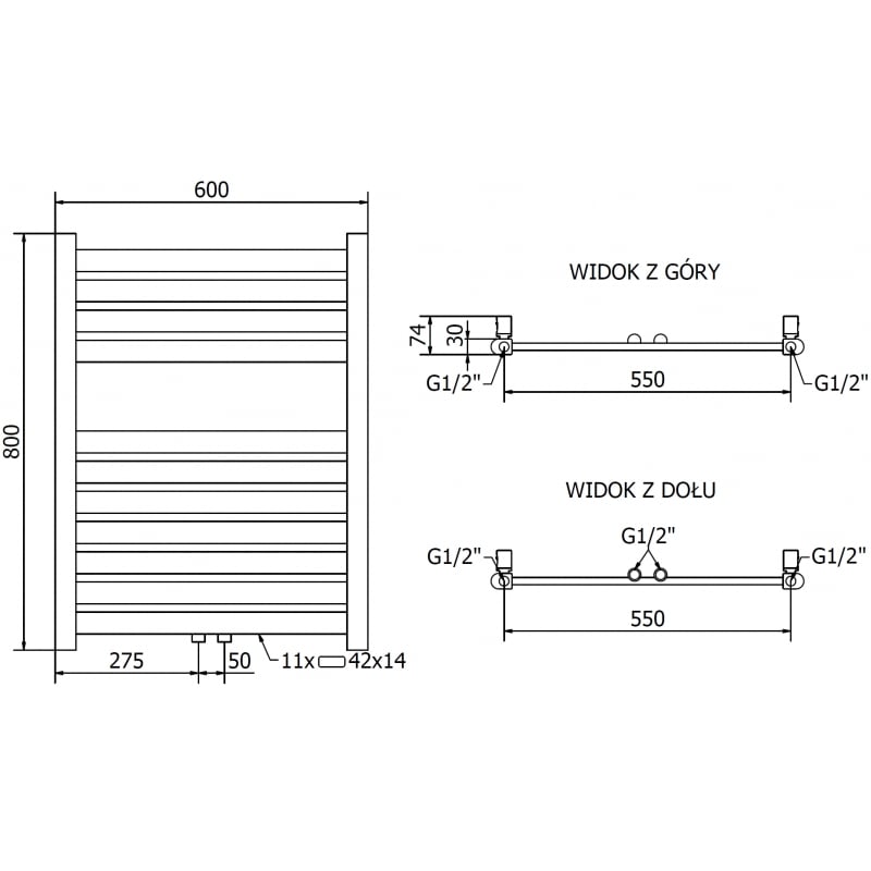 Mexen Uran grzejnik elektryczny 800 x 600 mm, 300 W, złoty - W105-0800-600-2300-50