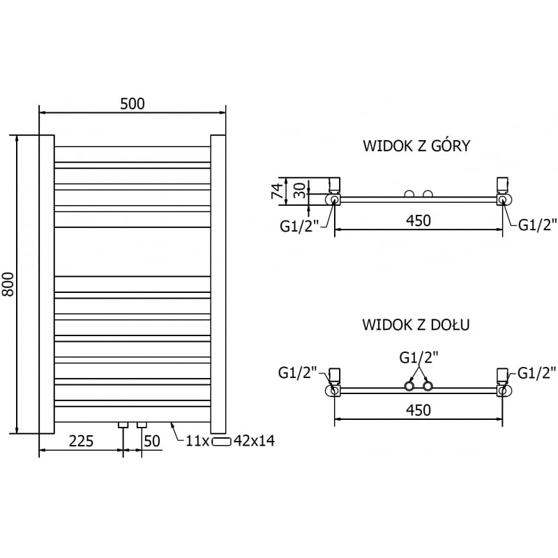 Mexen Uran grzejnik elektryczny 800 x 500 mm, 300 W, złoty - W105-0800-500-2300-50