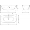 Mexen Mia wanna wolnostojąca narożna lewa 160 x 80 cm, biała, przelew gun metal - 52691608000L-95
