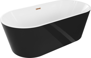 Mexen Luna wanna wolnostojąca 140 x 75 cm, biała/czarna, przelew różowe złoto - 52031407575-60
