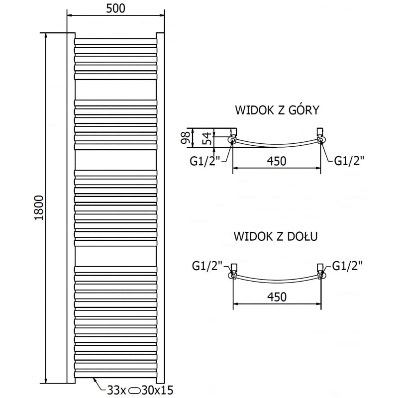 Mexen Helios grzejnik elektryczny 1800 x 500 mm, 900 W, złoty - W103-1800-500-2900-50