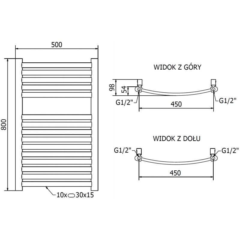 Mexen Helios grzejnik łazienkowy 800 x 500 mm, 301 W, złoty - W103-0800-500-00-50