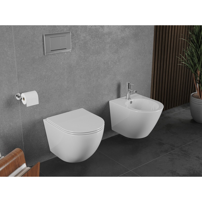 Mexen Lena miska wc Rimless Tornado z deską wolnoopadającą slim, duroplast, biała połysk - 30220400T