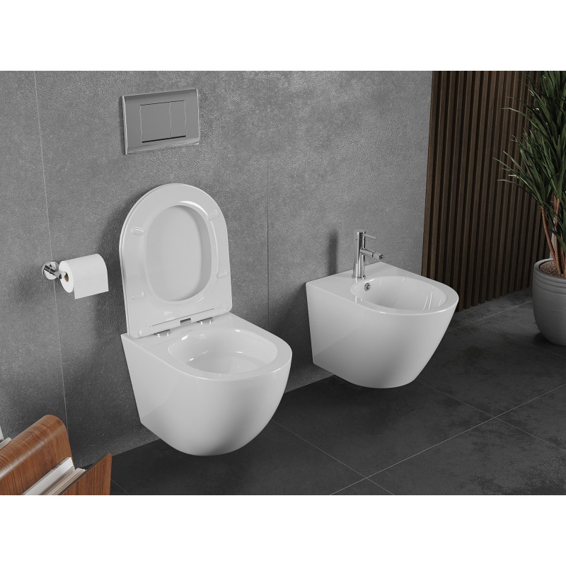 Mexen Lena miska wc Rimless Tornado z deską wolnoopadającą slim, duroplast, biała połysk - 30220400T