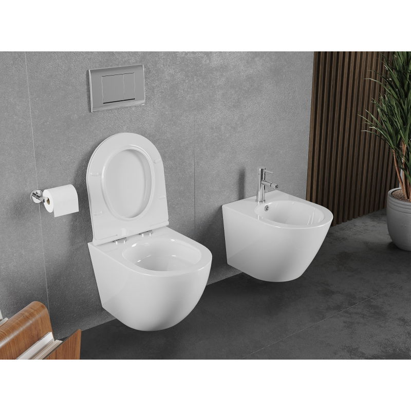 Mexen Lena miska wc Rimless Tornado z deską wolnoopadającą slim, duroplast, biała połysk - 30220500T