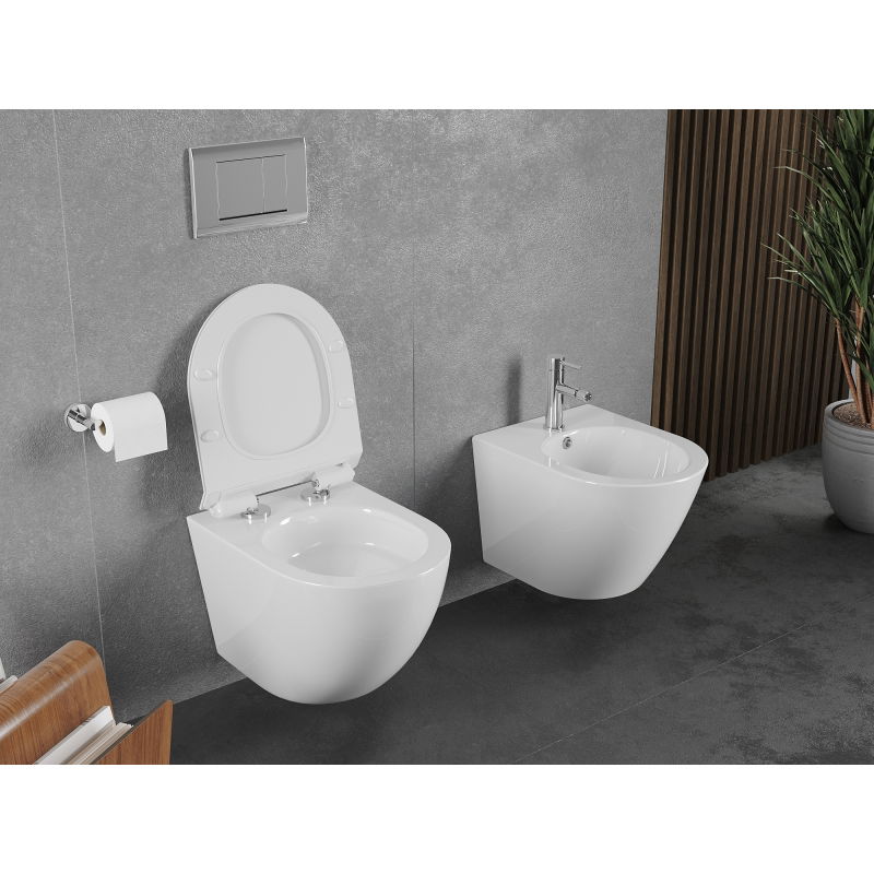 Mexen Lena miska wc Rimless Tornado z deską wolnoopadającą slim, duroplast, biała połysk - 30224000T