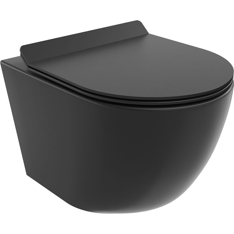 Mexen Lena miska wc Rimless Tornado z deską wolnoopadającą slim, duroplast, czarna mat - 30220185T