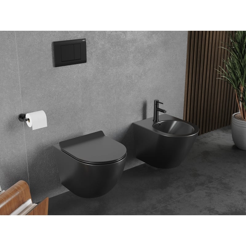 Mexen Lena miska wc Rimless Tornado z deską wolnoopadającą slim, duroplast, czarna mat - 30220185T