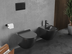 Mexen Lena miska wc Rimless Tornado z deską wolnoopadającą slim, duroplast, czarna mat - 30220185T