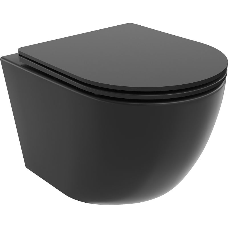 Mexen Lena miska wc Rimless Tornado z deską wolnoopadającą slim, duroplast, czarna mat - 30221085T