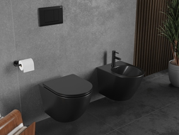 Mexen Lena miska wc Rimless Tornado z deską wolnoopadającą slim, duroplast, czarna mat - 30221085T