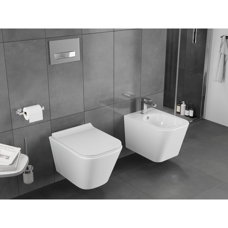 Mexen Teo miska wc Rimless Tornado z deską wolnoopadającą slim, duroplast, biała połysk - 30850700T