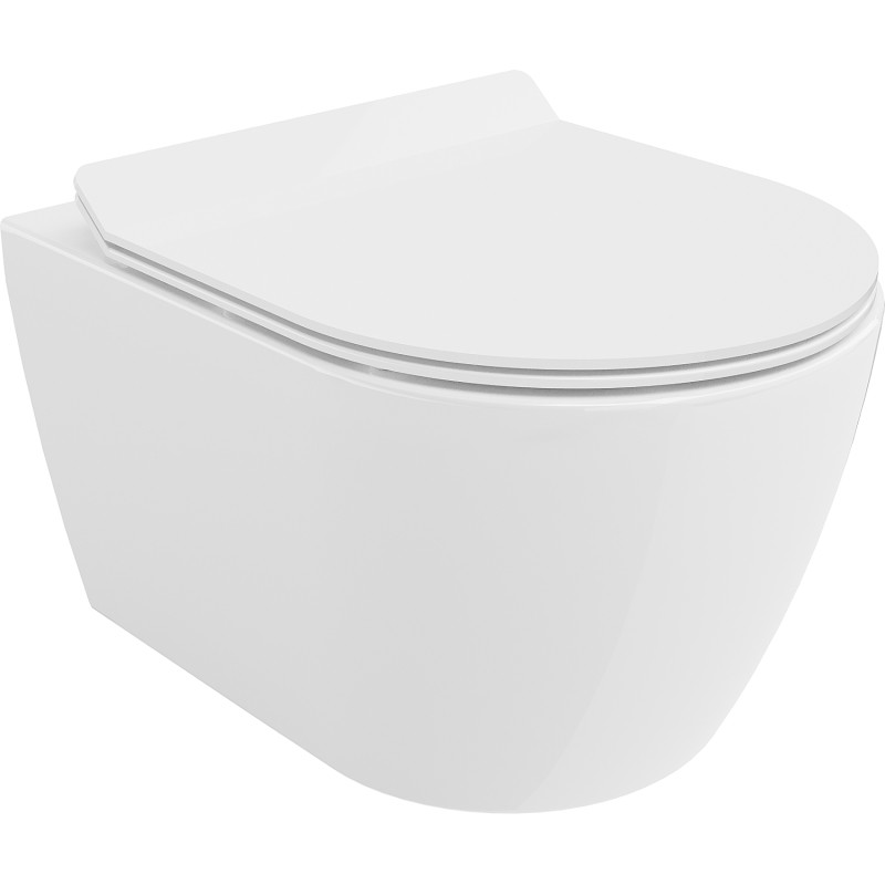 Mexen Carmen miska wc Rimless Tornado z deską wolnoopadającą slim, duroplast, biała połysk - 30880100T