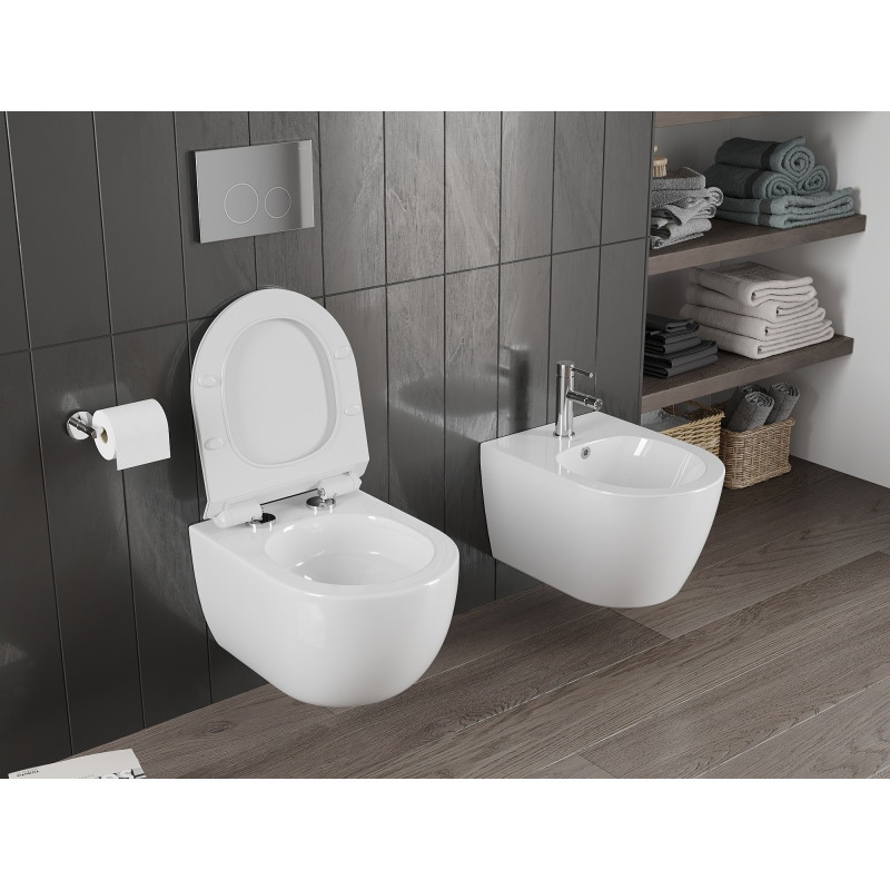 Mexen Carmen miska wc Rimless Tornado z deską wolnoopadającą slim, duroplast, biała połysk - 30880100T