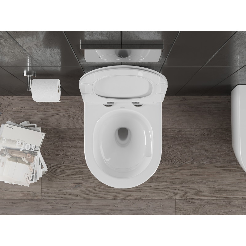 Mexen Carmen miska wc Rimless Tornado z deską wolnoopadającą slim, duroplast, biała połysk - 30880100T