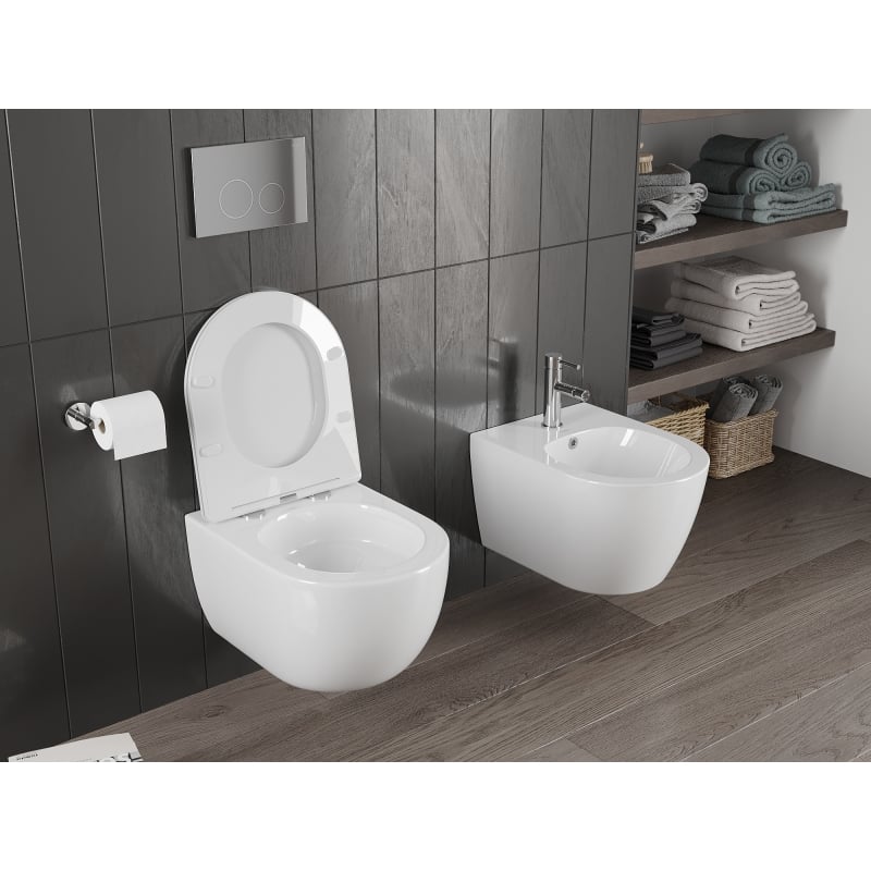 Mexen Carmen miska wc Rimless Tornado z deską wolnoopadającą slim, duroplast, biała połysk - 30880300T