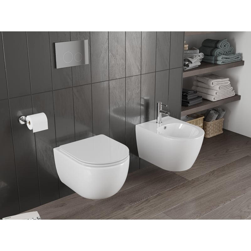 Mexen Carmen miska wc Rimless Tornado z deską wolnoopadającą slim, duroplast, biała połysk - 30880300T