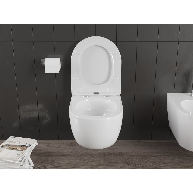 Mexen Carmen miska wc Rimless Tornado z deską wolnoopadającą slim, duroplast, biała połysk - 30880400T