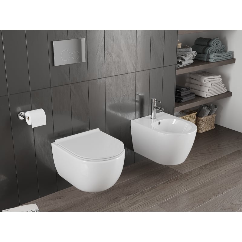 Mexen Carmen miska wc Rimless Tornado z deską wolnoopadającą slim, duroplast, biała połysk - 30880500T