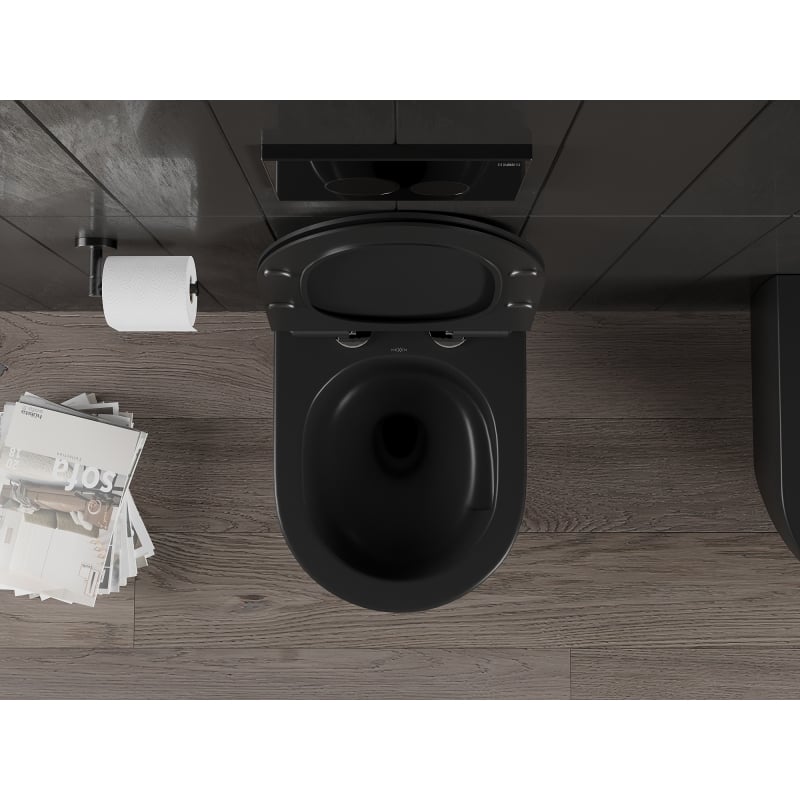 Mexen Carmen miska wc Rimless Tornado z deską wolnoopadającą slim, duroplast, czarna mat - 30880185T