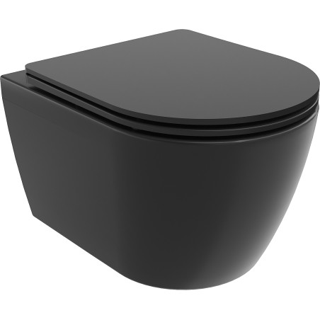 Mexen Carmen miska wc Rimless Tornado z deską wolnoopadającą slim, duroplast, czarna mat - 30881085T