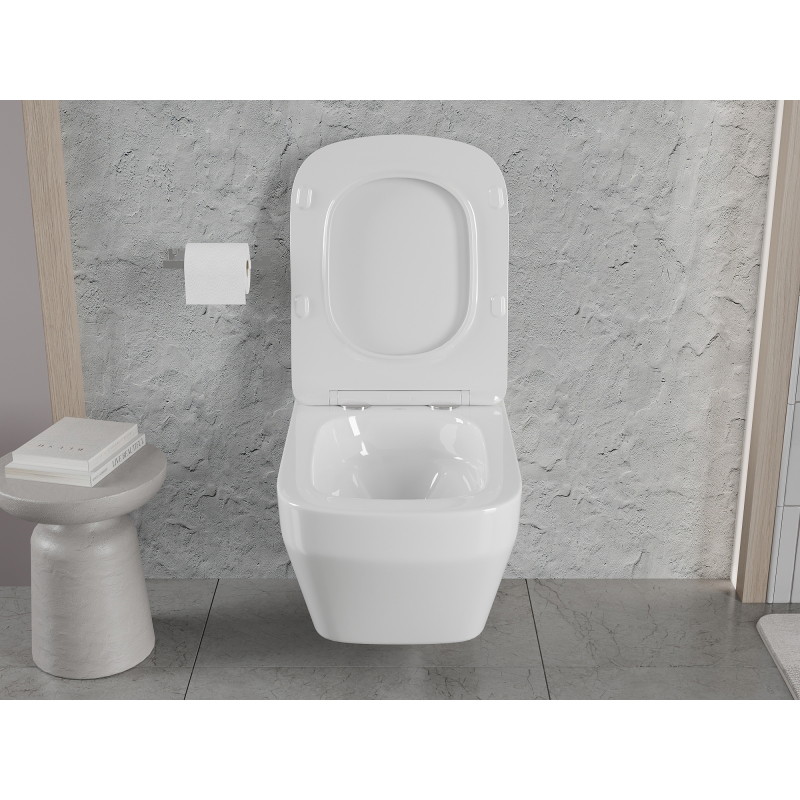 Mexen Riva miska wc Rimless Tornado z deską wolnoopadającą slim, duroplast, biała połysk - 30630200T