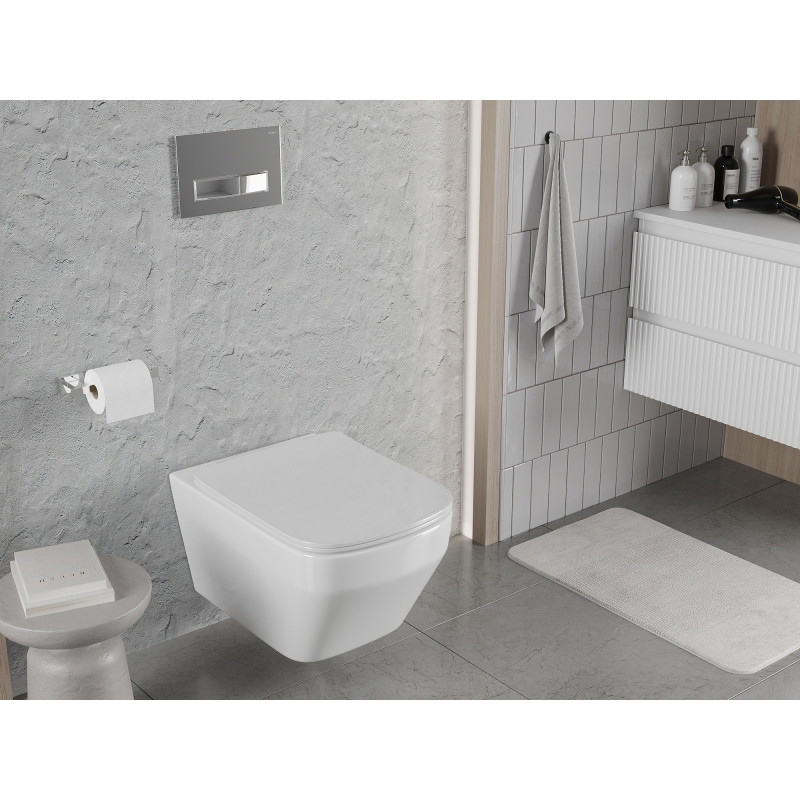Mexen Riva miska wc Rimless Tornado z deską wolnoopadającą slim, duroplast, biała połysk - 30630200T