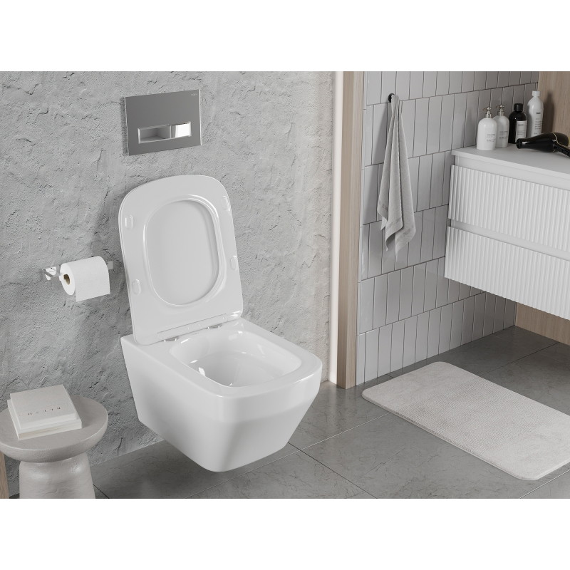 Mexen Riva miska wc Rimless Tornado z deską wolnoopadającą slim, duroplast, biała połysk - 30630200T