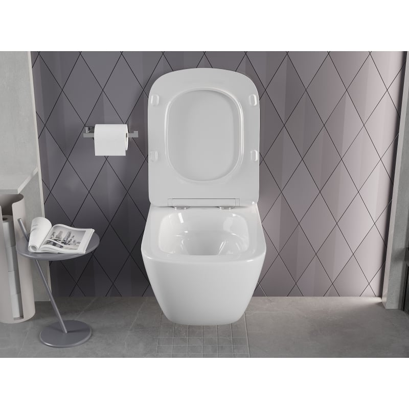 Mexen Timo miska wc Rimless Tornado z deską wolnoopadającą slim, duroplast, biała połysk - 30650200T