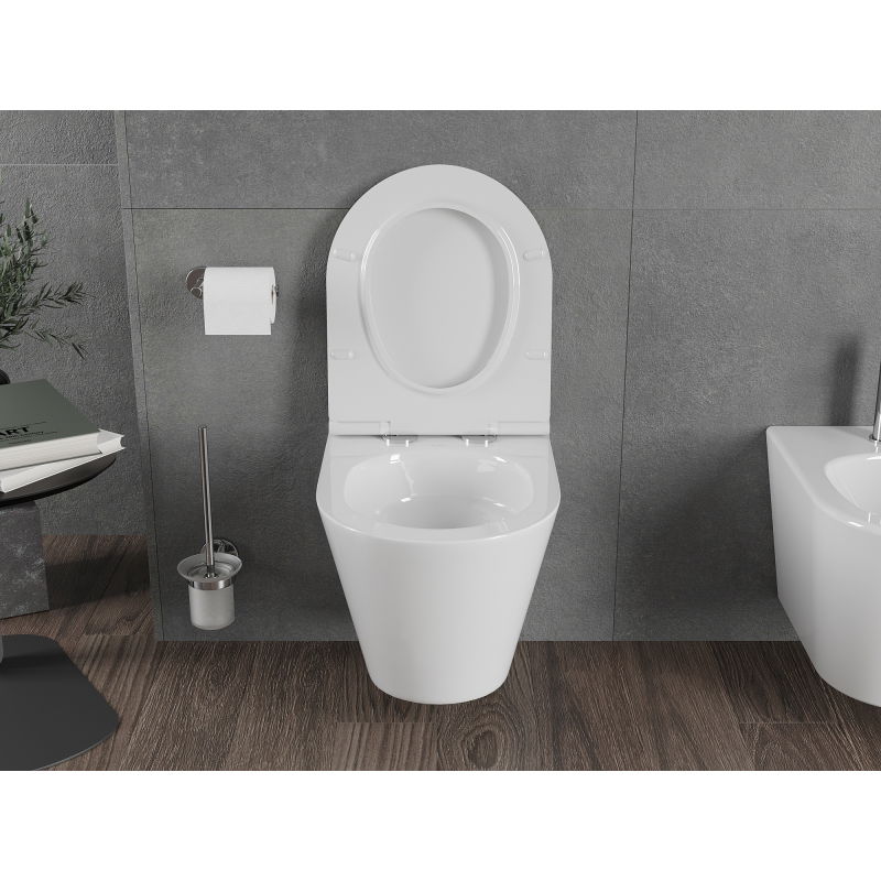 Mexen Rico miska wc Rimless Tornado z deską wolnoopadającą slim, duroplast, biała połysk - 30720500T